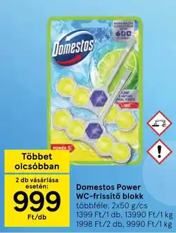 Tesco Domestos Power WC-frissítő blokk ajánlat