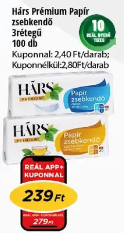 Real Hárs prémium papír zsebkendő ajánlat