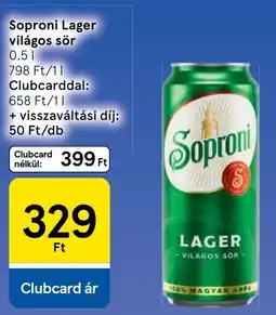 Tesco Soproni lager világos sör ajánlat