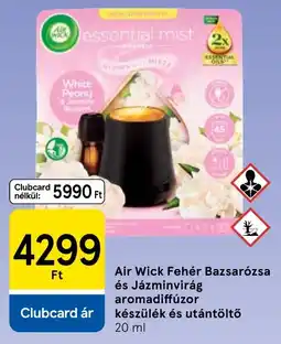 Tesco Air Wick Fehér Bazsarózsa és Jázminvirág aromadiffuzor keszulek es utantolto ajánlat