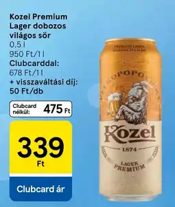 Tesco Kozel Premium Lager dobozos világos sör ajánlat
