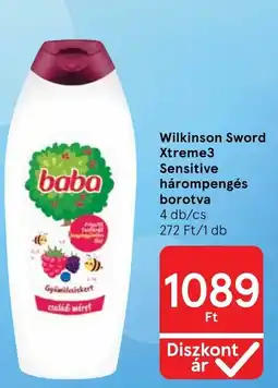 Tesco Wilkinson Sword Xtreme3 Sensitive hárompengés borotva ajánlat