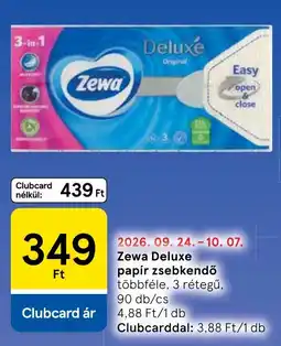 Tesco Zewa papír zsebkendő ajánlat