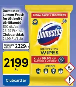 Tesco Domestos fertőtlenítő törölőkendő ajánlat
