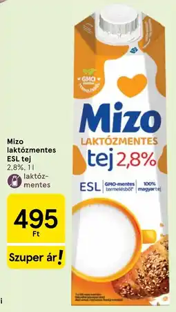 Tesco Mizo laktózmentes tej ajánlat