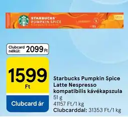 Tesco starbucks pumpkin spice latte nespresso kompatibilis kávékapszula ajánlat