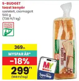Spar S-Budget toast kenyér ajánlat