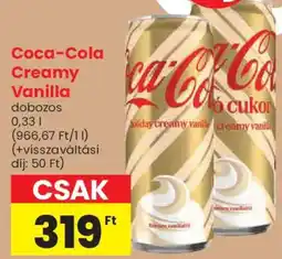 Spar Coca-Cola creamy vanilla ajánlat