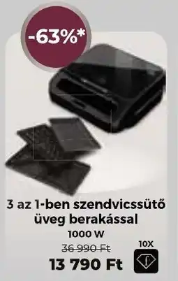 PRIVÁT 3 az 1-ben szendvicssütő üveg berakással ajánlat