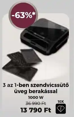 3 az 1-ben szendvicssütő üveg berakással