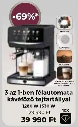 3 az 1-ben félautomata kávéfőző tejtartállyal