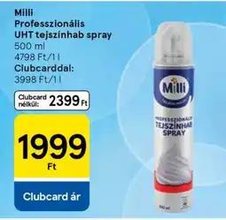 Tesco Milli Professzionális UHT tejszínhab spray ajánlat