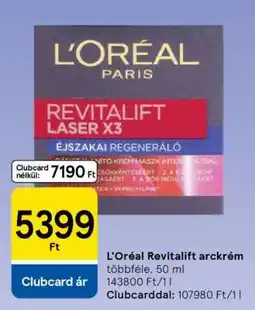 Tesco L'Oréal Revitalift arckrém ajánlat