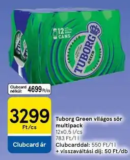 Tesco Tuborg Green világos sör multipack ajánlat