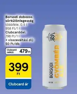 Tesco Borsodi dobozos sörkülönlegesség ajánlat