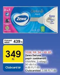 Tesco Zewa Deluxe papír zsebkendő ajánlat