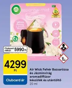 Tesco Air Wick Fehér Bazsarózsa és Jázminvirág aromadiffúzor készülék és utántöltő ajánlat