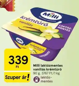 Tesco Milli laktózmentes vaníliás krémtúró ajánlat