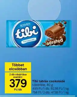 Tesco TIBI Táblás csokoládé ajánlat