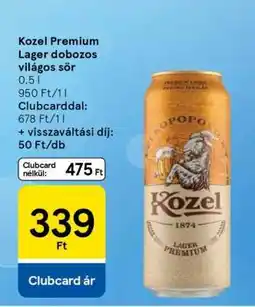 Tesco Kozel Premium Lager dobozos világos sör ajánlat