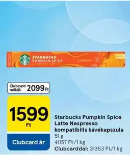 Tesco Starbucks Pumpkin Spice Latte Nespresso kompatibilis kávékapszula ajánlat