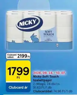Tesco Nicky Soft Touch toalettpapír ajánlat