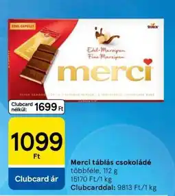 Tesco MERCI TÁBLÁS CSOKOLÁDÉ ajánlat