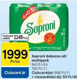 Tesco Soproni dobozos sör multipack ajánlat