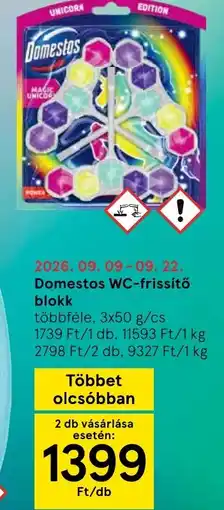 Tesco Domestos wc-frissitő blokk ajánlat