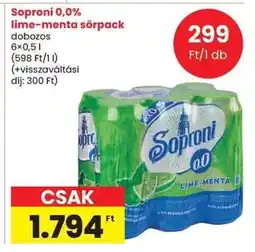 Spar Soproni 0,0% lime-menta sörpack ajánlat