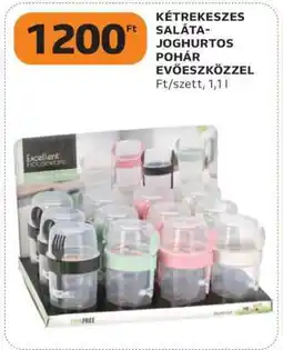 Auchan Kétrekeszes saláta-joghurtos pohár evőeszközzel ajánlat