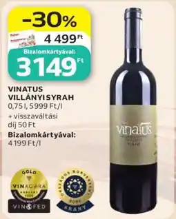 Auchan VINATUS VILLÁNYI SYRAH ajánlat