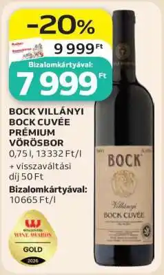 Auchan BOCK VILLÁNYI BOCK CUVÉE PRÉMIUM VÖRÖSBOR ajánlat