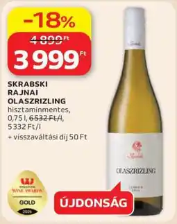 Auchan Skrabski Rajnai Olaszrizling ajánlat