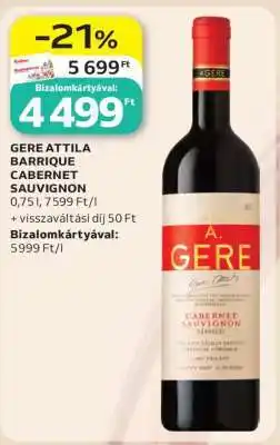 Auchan GERE ATTILA BARRIQUE CABERNET SAUVIGNON ajánlat