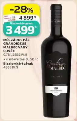 Auchan MÉSZÁROS PÁL GRANDIÓZUS MALBEC VAGY CUVÉE ajánlat