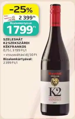 Auchan SZELESHÁT K2 Szekszárdi Kékfrankos ajánlat