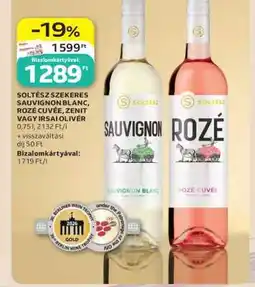 Auchan SOLTÉSZ SZEKERES SAUVIGNON BLANC, ROZÉ CUVÉE, ZENIT VAGY IRSAI OLIVÉR ajánlat