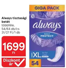 Tesco Always tisztasági betét ajánlat