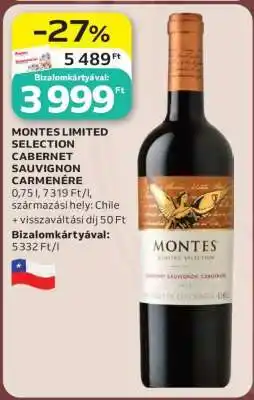 Auchan MONTES LIMITED SELECTION CABERNET SAUVIGNON–CARMENÈRE ajánlat