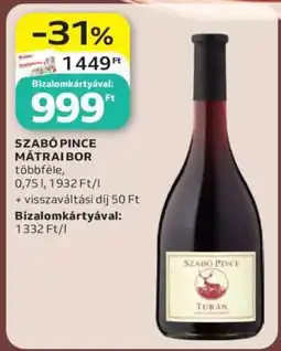 Auchan Szabó Pince Mátrai Bor ajánlat