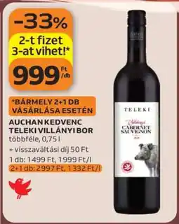 Auchan Auchan Kedvenc Teleki Villányi Bor ajánlat