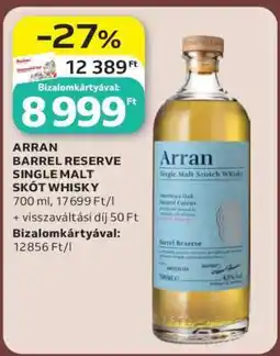 Auchan ARRAN BARREL RESERVE SINGLE MALT SKÓT WHISKY ajánlat