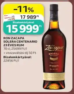 Auchan RON ZACAPA SOLERA CENTENARIO 23 ÉVES RUM ajánlat