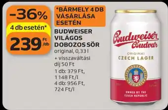 BUDWEISER VILÁGOS DOBOZOS SÖR