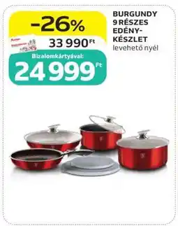 Auchan BURGUNDY 9 RÉSZES EDÉNYKÉSZLET ajánlat