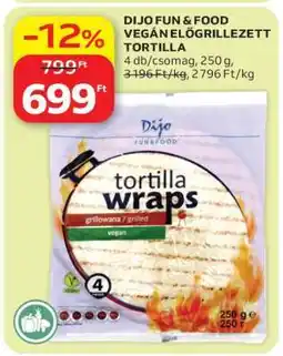Auchan DIJO FUN & FOOD VEGÁN ELŐGRILLEZETT TORTILLA ajánlat