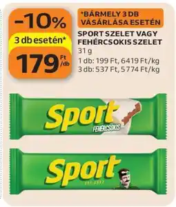 Auchan SPORT SZELET VAGY FEHÉRCSOKIS SZELET ajánlat