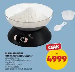 PENNY Berlinger Haus konyhai mérleg tállal ajánlat