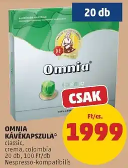 PENNY Omnia kávékapszula classic, crema, colombia ajánlat
